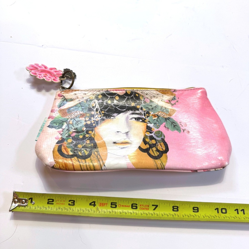 Papaya Art Hong Kong Beauty Small Accessory Pouch Pink Boho Geisha Makeup Bag